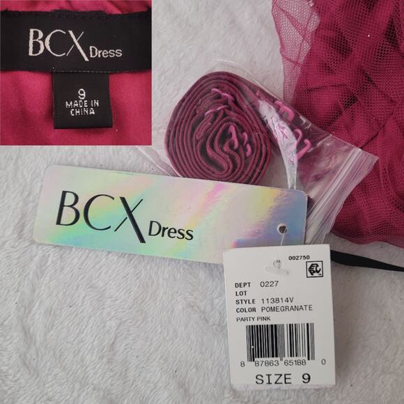 BCX Sz 9 Fuchsia‎ Fairy Flowy Floral Applique Romantic Feminine Chiffon Dress - Picture 3 of 7